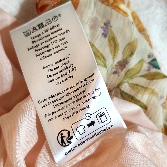 Sezane Estel Long Sleeve Printed Mini Dress Camel Patchwork 34 (US 2) - Picture 6 of 6